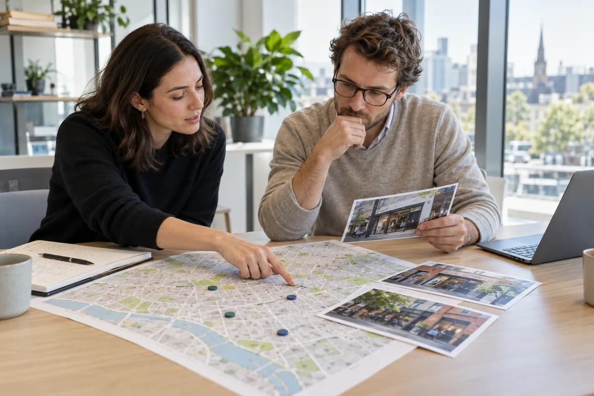 Site-selection researchers comparing candidate maps