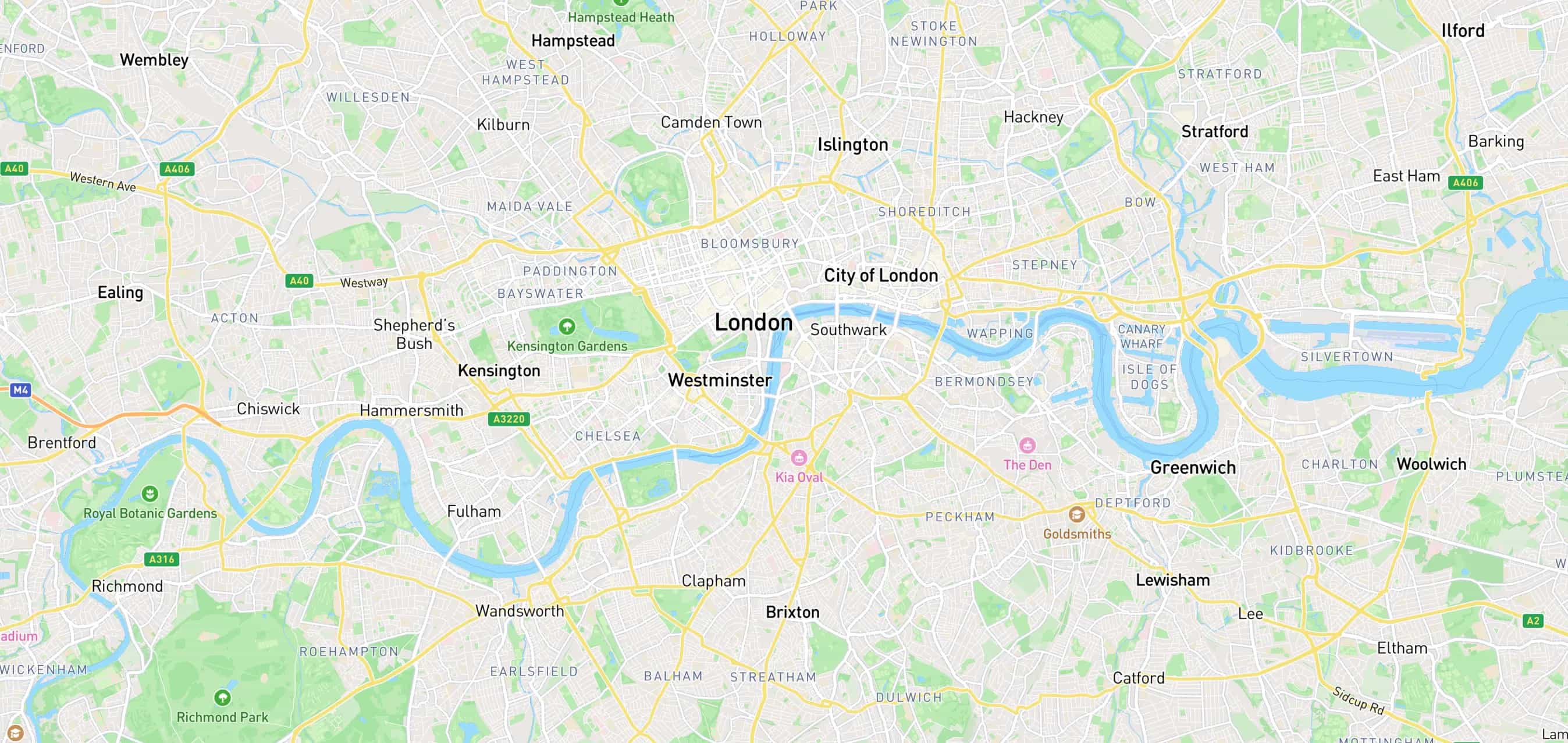 London map showing location intelligence coverage